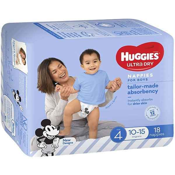 Huggies Ultra Dry Nappies Size 4 Toddler (10-15kg | 18PK) Boy