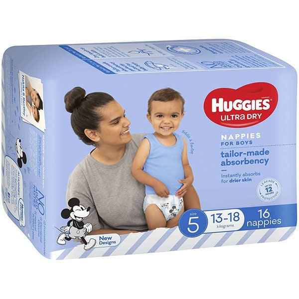 Huggies Ultra Dry Nappies Size 5 Walker (13-18kg | 16PK) Boy