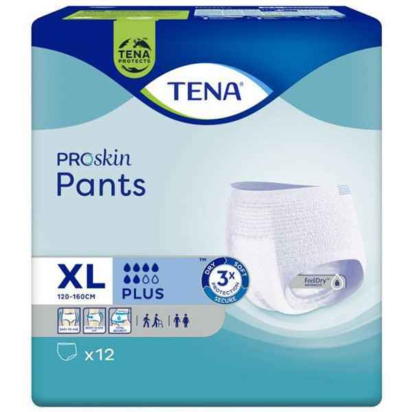 Tena ProSkin Pants Plus, XLarge 12 pack, front of the packet