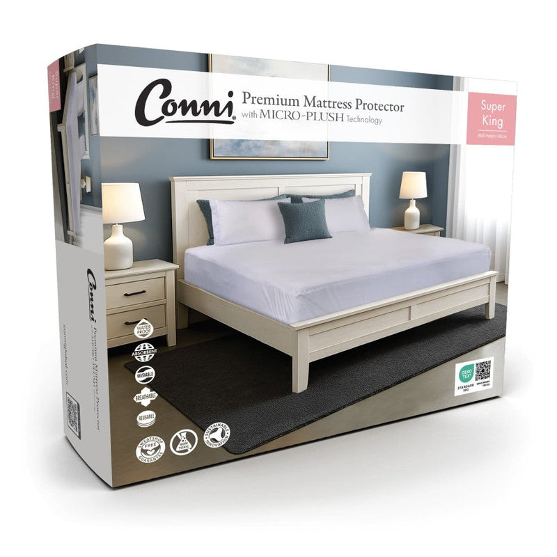 Conni Micro-Plush - Super King Waterproof Fitted Sheet - White