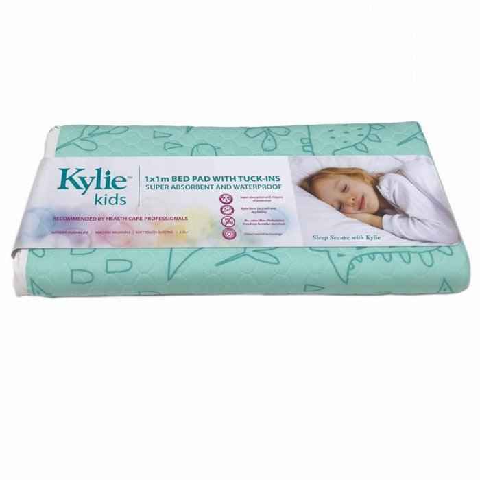 Kylie Kids Mac Waterproof Backing With Tuck Ins Bed Pad 100x100cm 2500ml Green