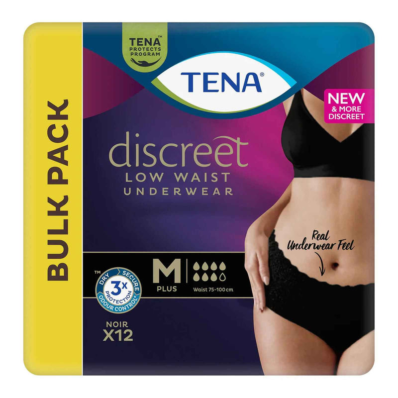 Tena Pants Women Discreet Low Waist Black (2 sizes)