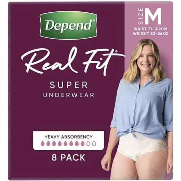 Depend Real-Fit for Women Super Underwear (8PK | 3 sizes)
