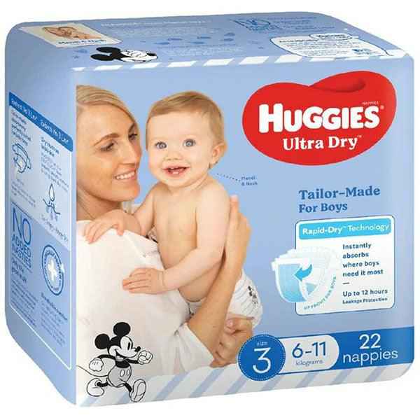 Huggies Ultra Dry Nappies Size 3 Crawler (6-11kg | 22PK) Boy