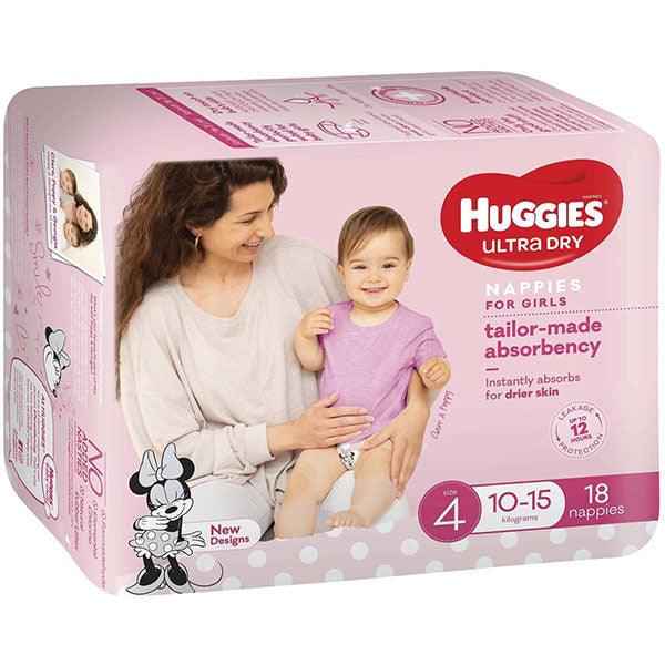 Huggies Ultra Dry Nappies Size 4 Toddler (10-15kg | 18PK) Girl