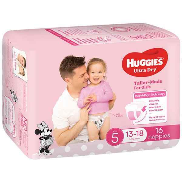 Huggies Ultra Dry Nappies Size 5 Walker (13-18kg | 16PK) Girl