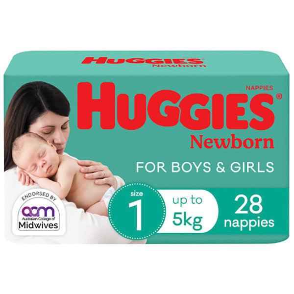 Huggies Nappies Size 1 Newborn (Up to 5kg | 28PK) Boy/Girl