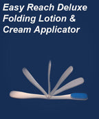 Easy-Reach Lotion Applicator, Blue, deluxe folding version showing fold positions