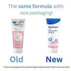 MoliCare Skin Barrier Cream old and new packaging side by side, same formula