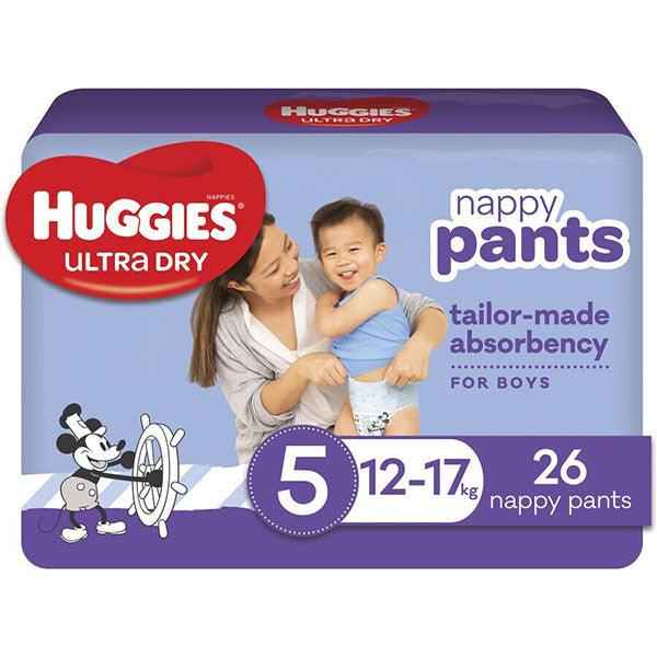 Huggies Ultra Dry Nappy Pants Size 5 Walker (12-17kg | 26PK) Boy