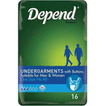 Depend Undergarments with Buttons Unisex (16PK | OneSize)