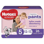 Huggies Ultra Dry Nappy Pants Size 5 Walker (12-17kg | 26PK) Girl