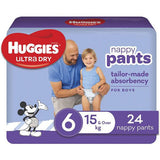 Huggies Ultra Dry Nappy Pants Size 6 Junior (15kg+ | 24PK) Boy - My Store