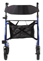 Max Mobility Alpha 438s Rollator in blue, rear view with backrest