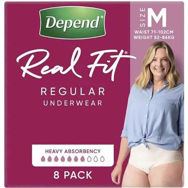 Depend Real-Fit for Women Regular Underwear (8PK | Medium)