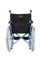Max Mobility SP1 Self Propel Wheelchair in blue, rear view