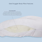 TheraMed Side Snuggler Body Pillow inner fill features diagram