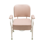 Aspire MAXI Adjustable Bedside Commode front view with seat cover on