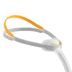 Fisher and Paykel Solo Nasal Pillow Mask with headgear and tube, angled view