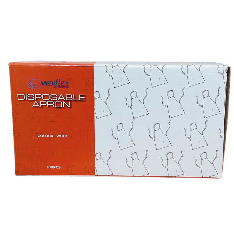 Mediflex Disposable Apron White 100 Pack