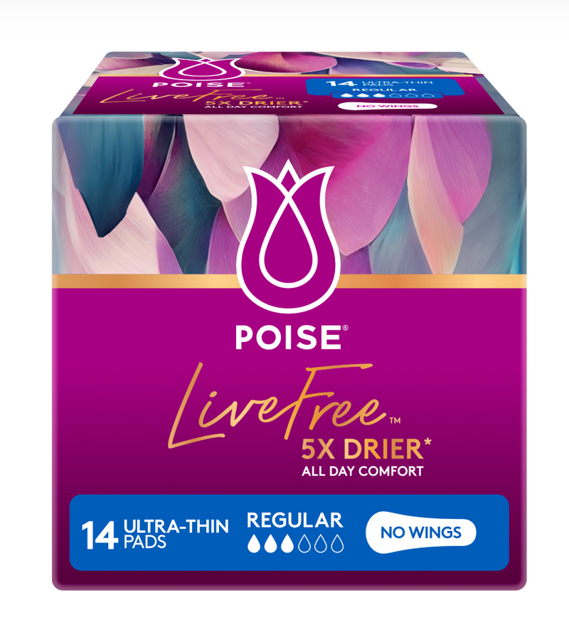 Poise® LiveFree Regular Pad with Wing (14PK) - Connect Mobility
