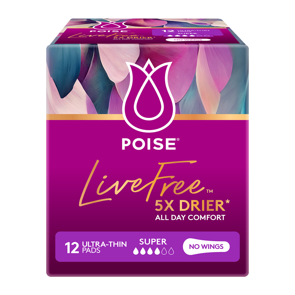 Poise® LiveFree Super Pad with No Wing (12PK) - Connect Mobility
