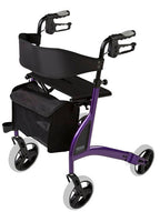 Max Mobility Alpha 438s Rollator in purple, three-quarter view