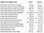 Max Mobility SP2 Self Propel Wheelchair specification table