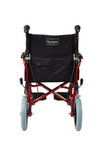 Max Mobility TA1 Transit Wheelchair in red, rear view