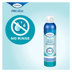 Tena ProSkin Wash Mousse can with a no-rinse symbol